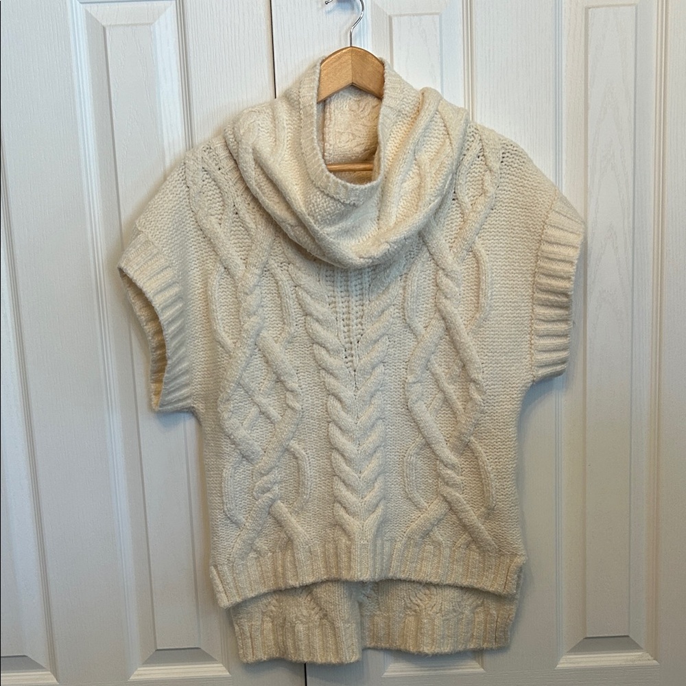 Maeve by Anthropologie Sweater Vest Removable Cowl Neck Cream Size L